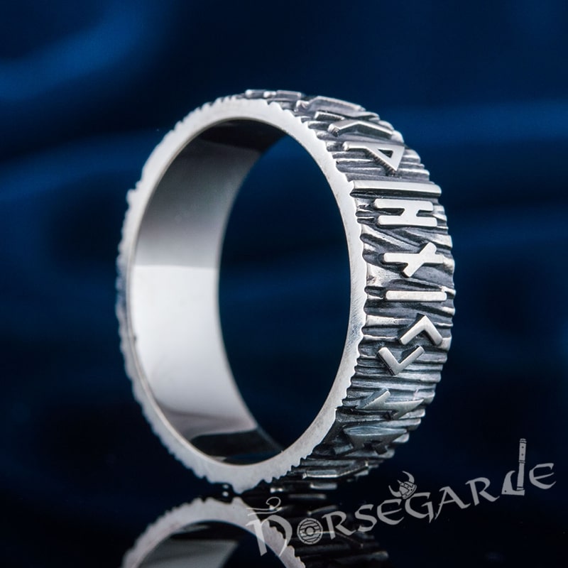 Handcrafted Slim Elder Futhark Runic Band - Sterling Silver