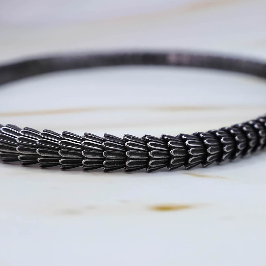 Rustic Jormungandr Serpent Necklace - Stainless Steel