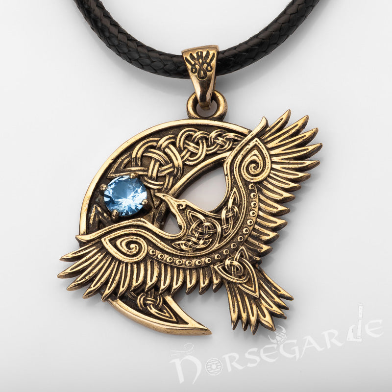 Handcrafted Raven and the Moon Pendant - Brass