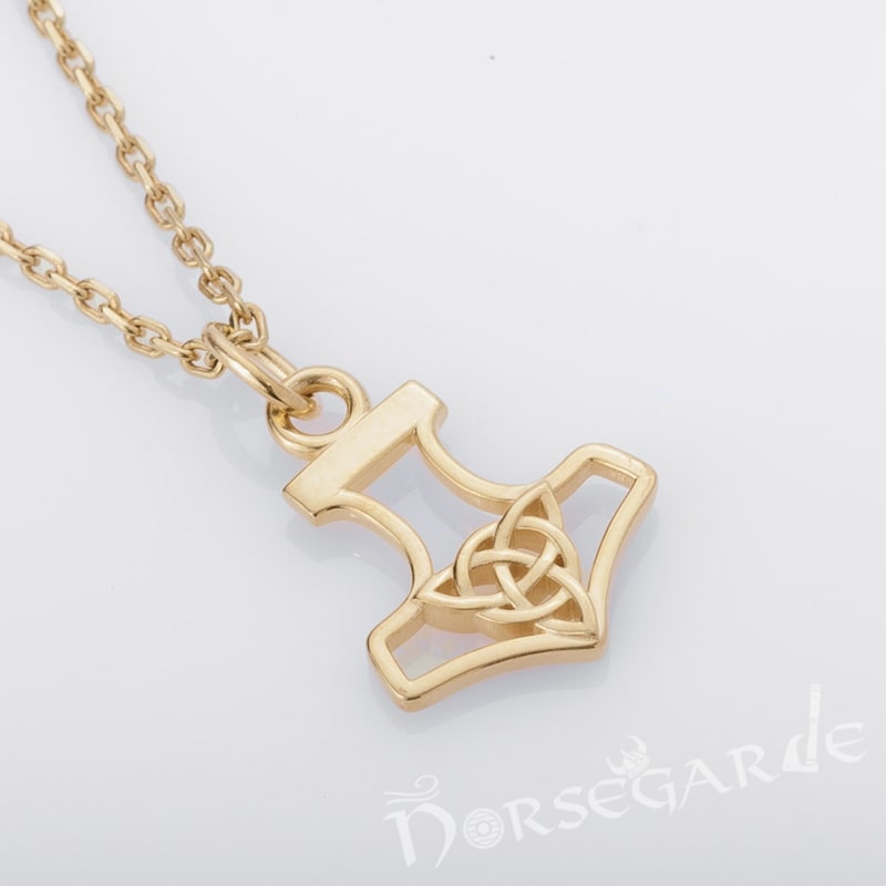 Handcrafted Miniature Thor's Hammer Pendant - Gold