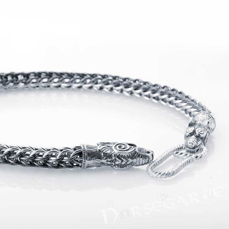 Handcrafted Heavy Weave Wolf Bracelet - Sterling Silver