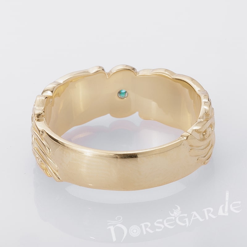 Handcrafted Odin's Ravens Gemmed Band - Gold with Sapphire