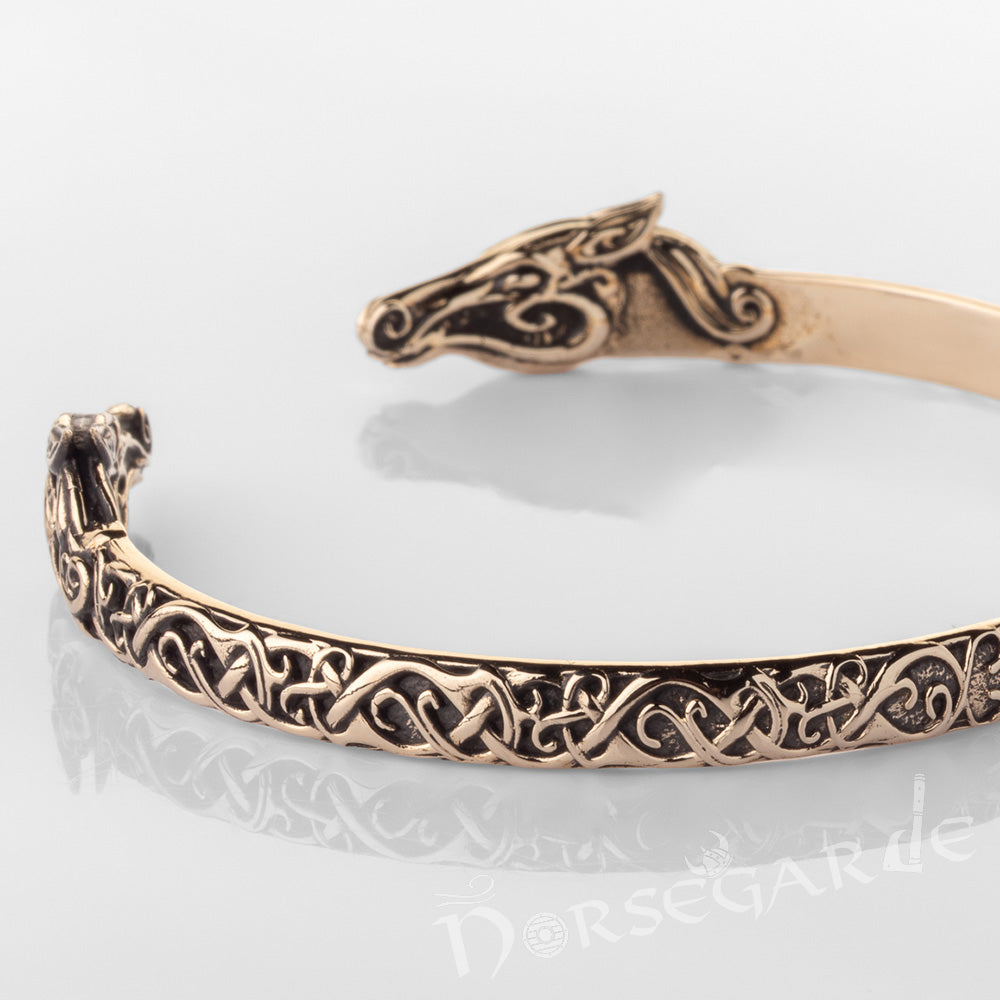 Handcrafted Urnes Art Sleipnir Arm Ring - Brass