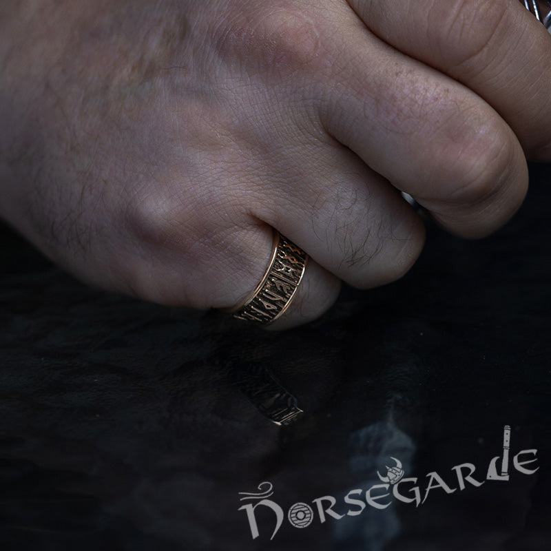 Handcrafted Elder Futhark Runic Band - Brass