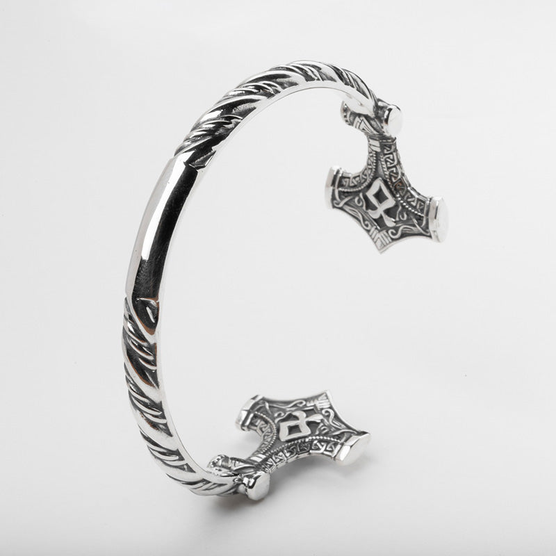 Handcrafted Thor's Strength Arm Ring - Sterling Silver
