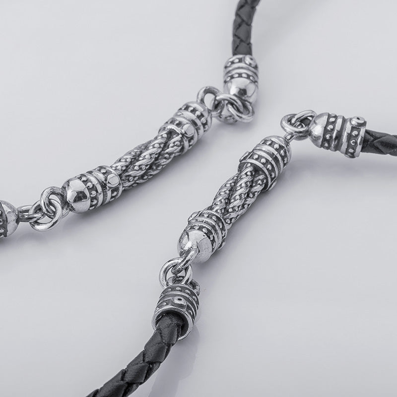 Handcrafted Nordic Treasures Leather Necklace - Sterling Silver