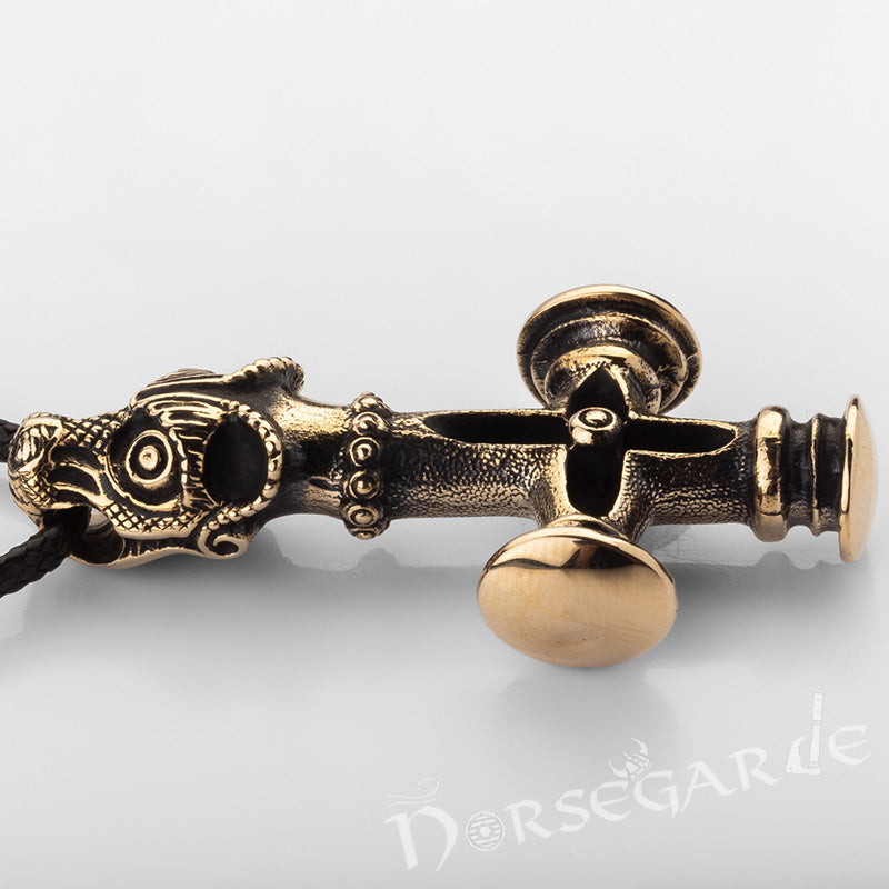 Handcrafted Icelandic Wolf Cross - Brass