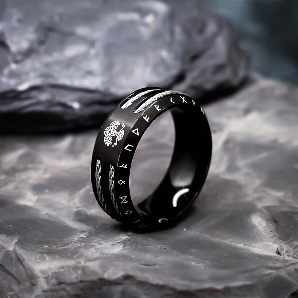 Black Odin's Sacrifice Ring - Stainless Steel