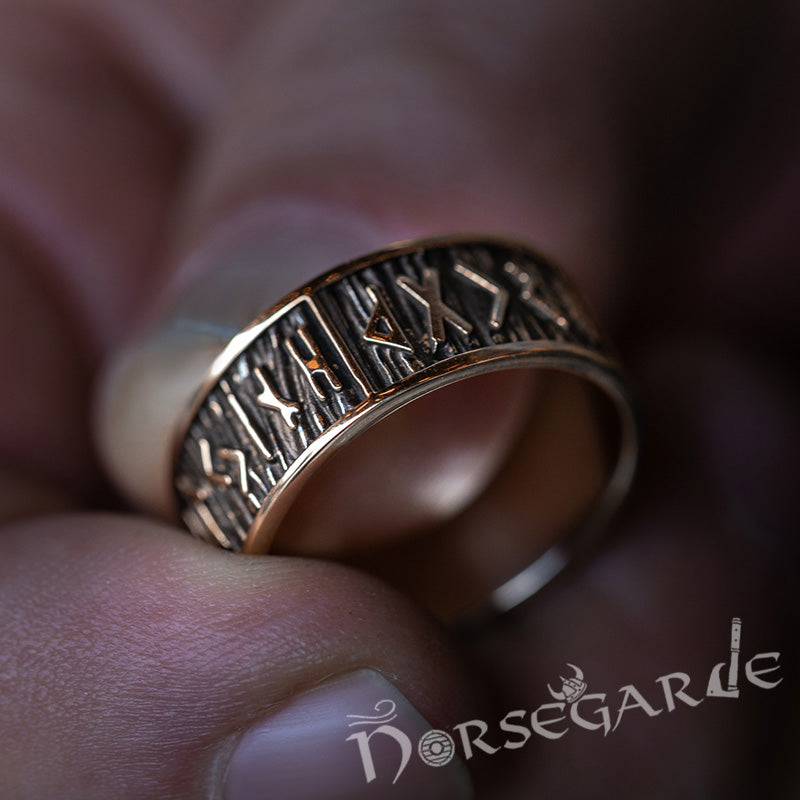 Handcrafted Elder Futhark Runic Band - Brass