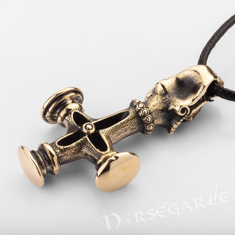 Handcrafted Icelandic Wolf Cross - Brass