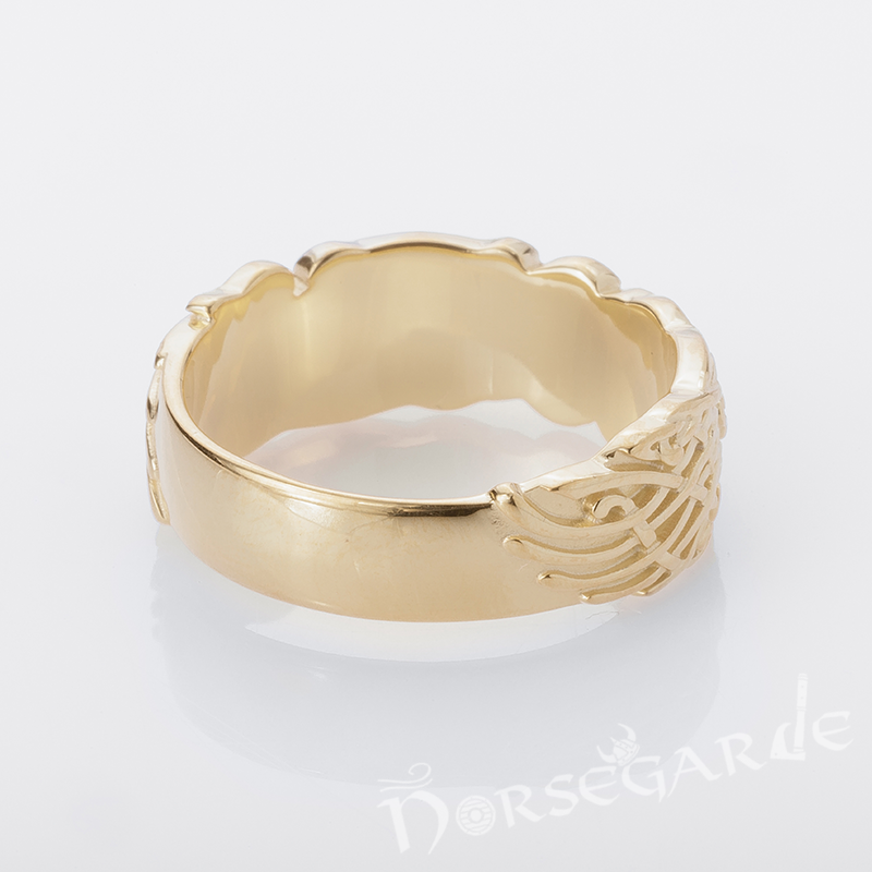 Handcrafted Odin's Ravens Band - Gold