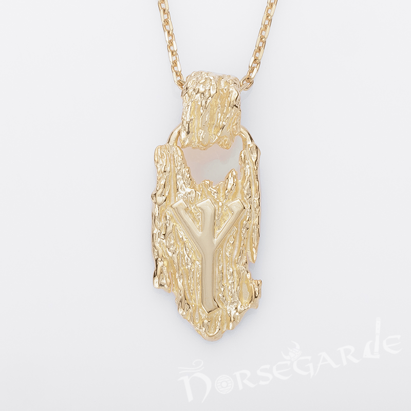 Handcrafted Druid Algiz Pendant - Gold