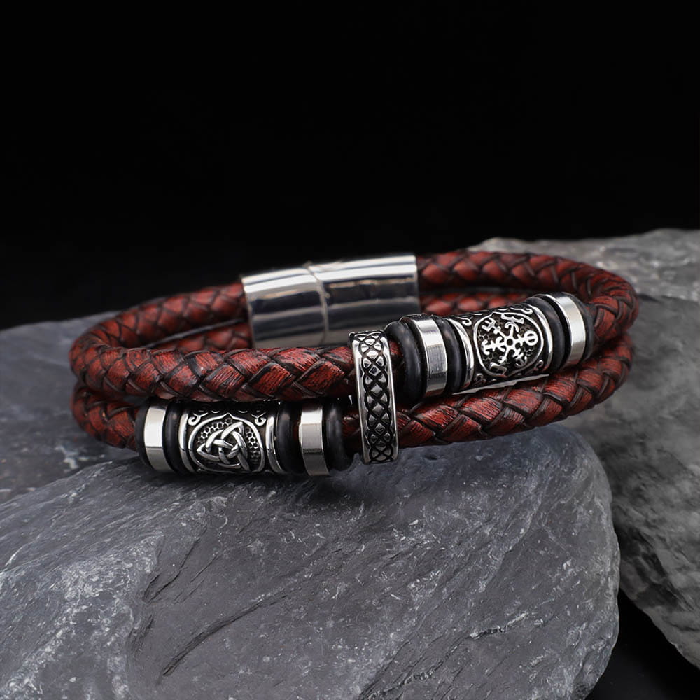 Viking Bead Ravenwood Brown Leather Bracelet