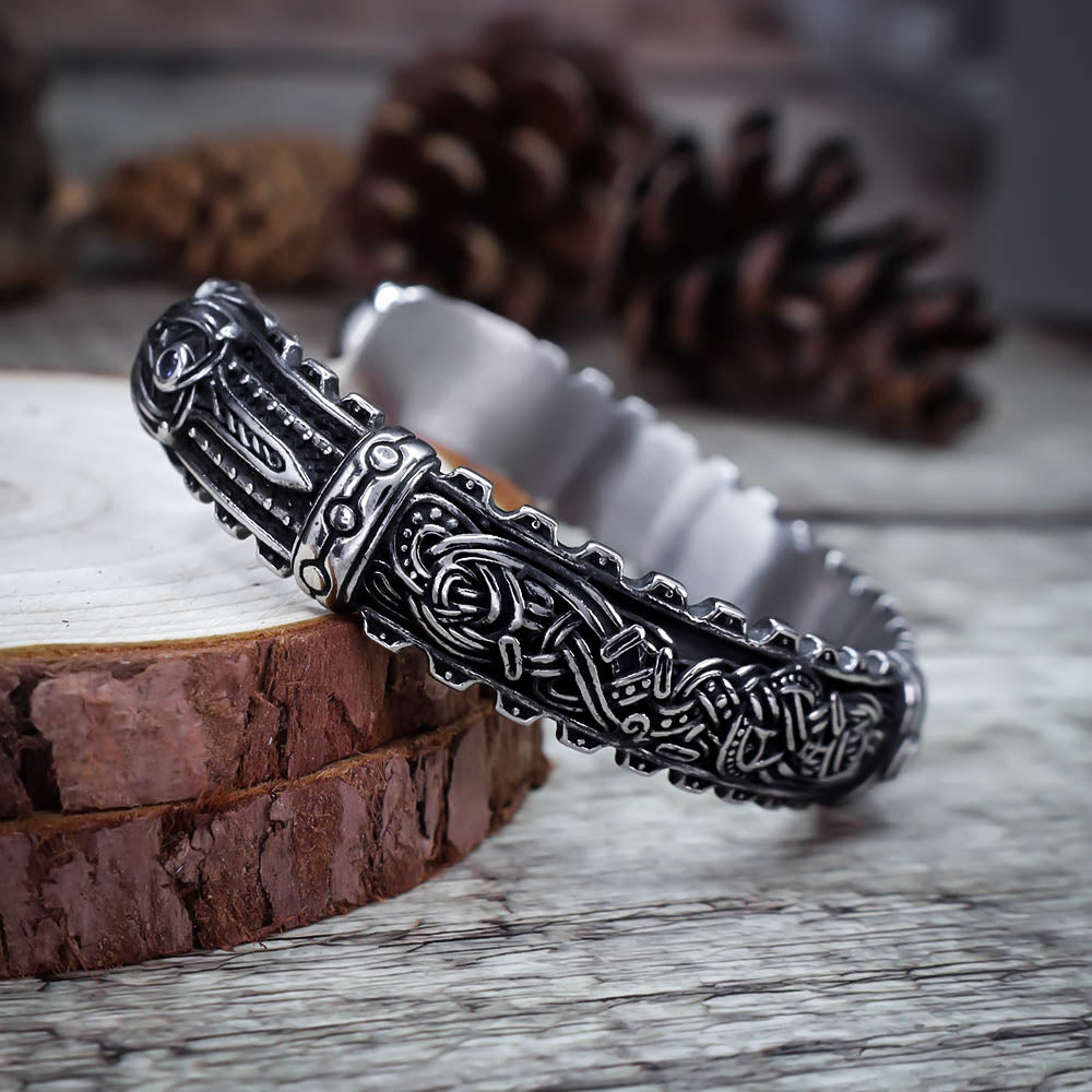 Guardian Dragon Mammen Cuff Bangle - Stainless Steel