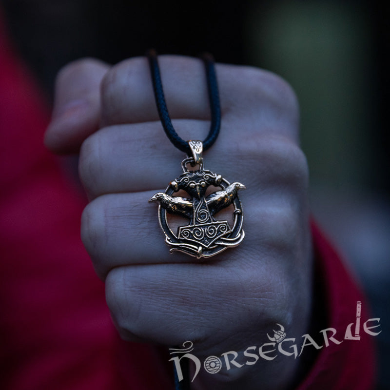 Handcrafted Perched Ravens Scania Mjölnir - Brass