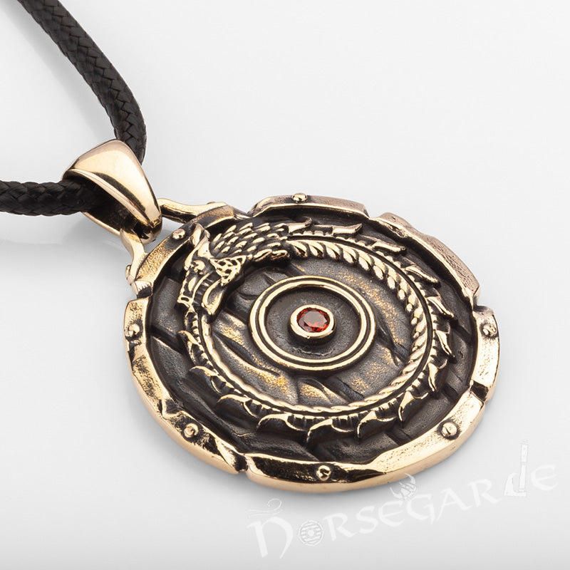 Handcrafted Serpent Shield Pendant - Brass