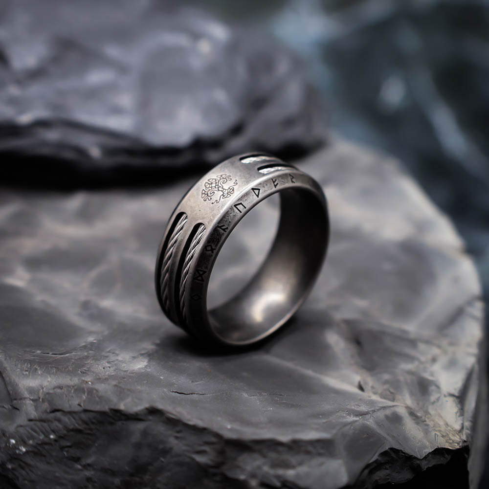 Rustic Odin's Sacrifice Ring - Stainless Steel