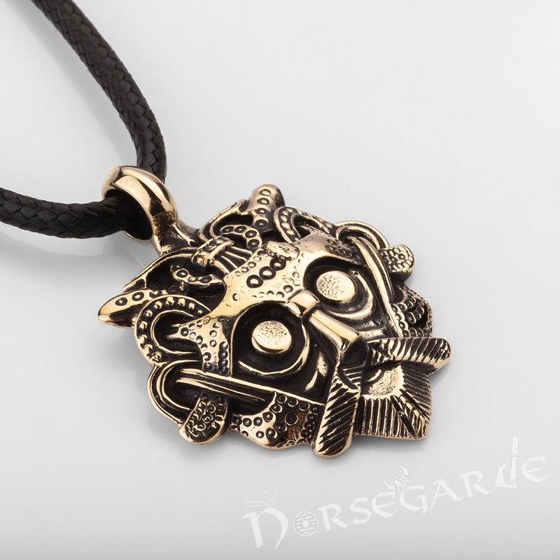 Handcrafted Loki's Mask Amulet - Brass