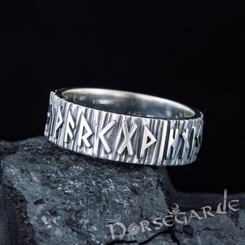 Handcrafted Slim Elder Futhark Runic Band - Sterling Silver
