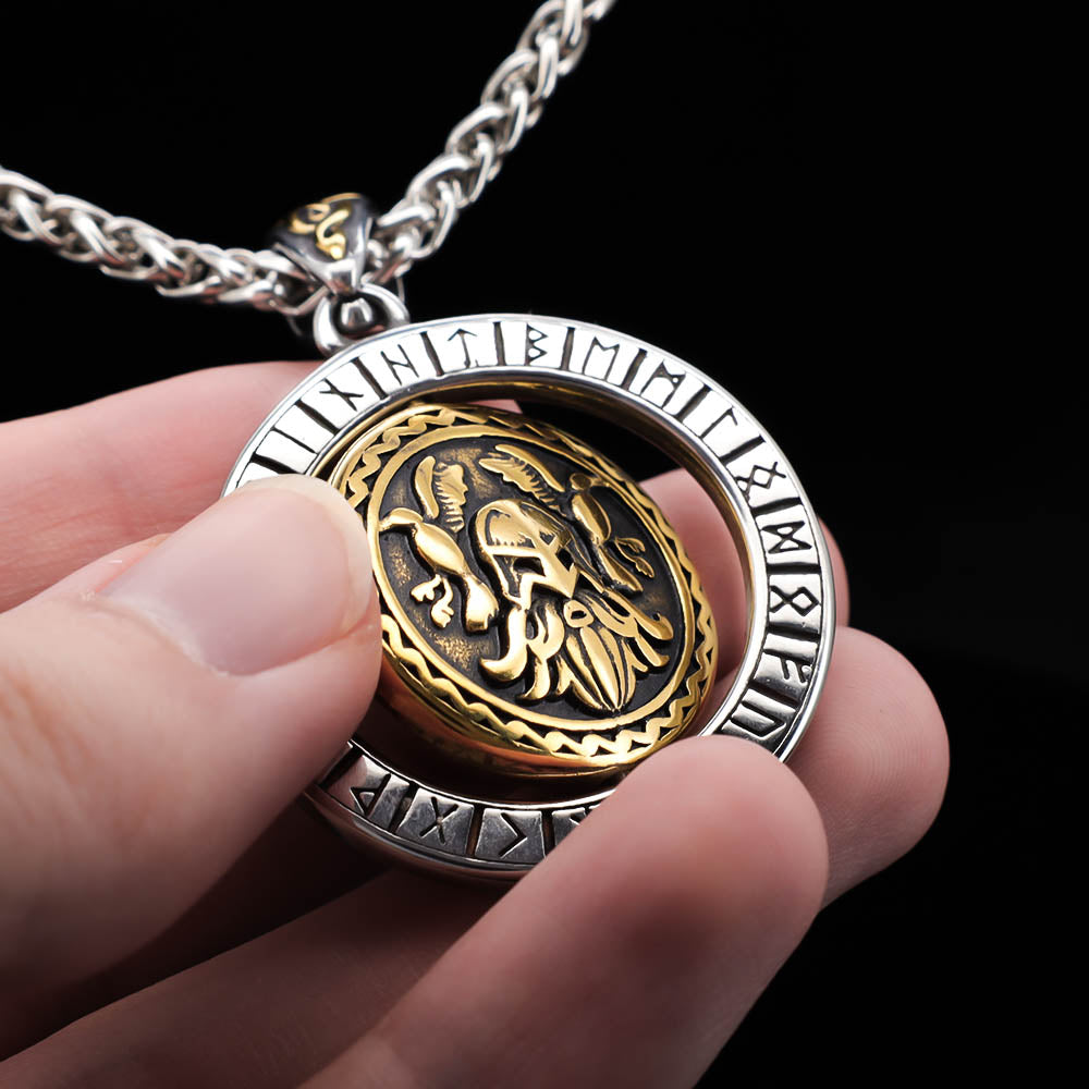 Odin's Wisdom Rotating Medallion - Stainless Steel