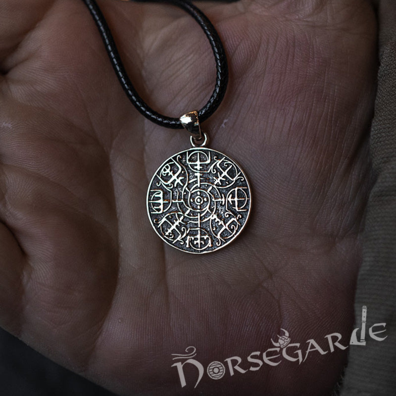 Handcrafted Vegvisir Rune Amulet - Brass