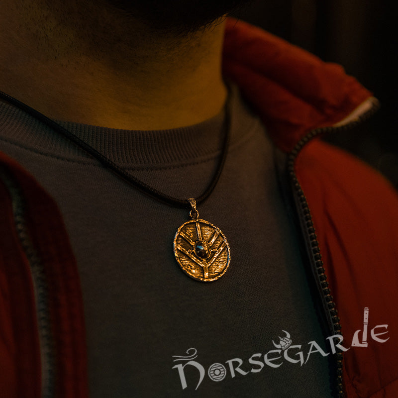 Handcrafted Reinforced Shield Pendant - Brass