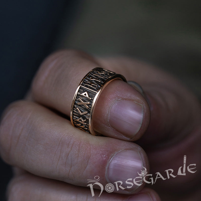 Handcrafted Elder Futhark Runic Band - Brass