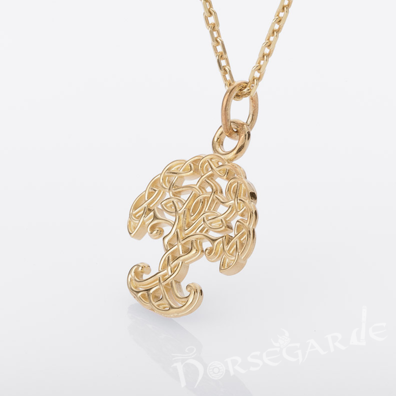Handcrafted Miniature Yggdrasil Pendant - Gold