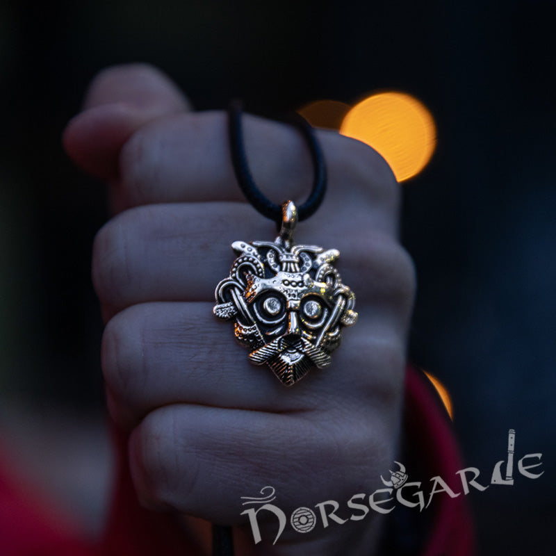 Handcrafted Loki's Mask Amulet - Brass