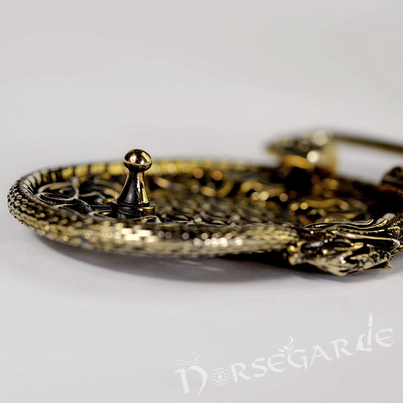 Handcrafted Serpent's Mjolnir Belt Buckle - Brass