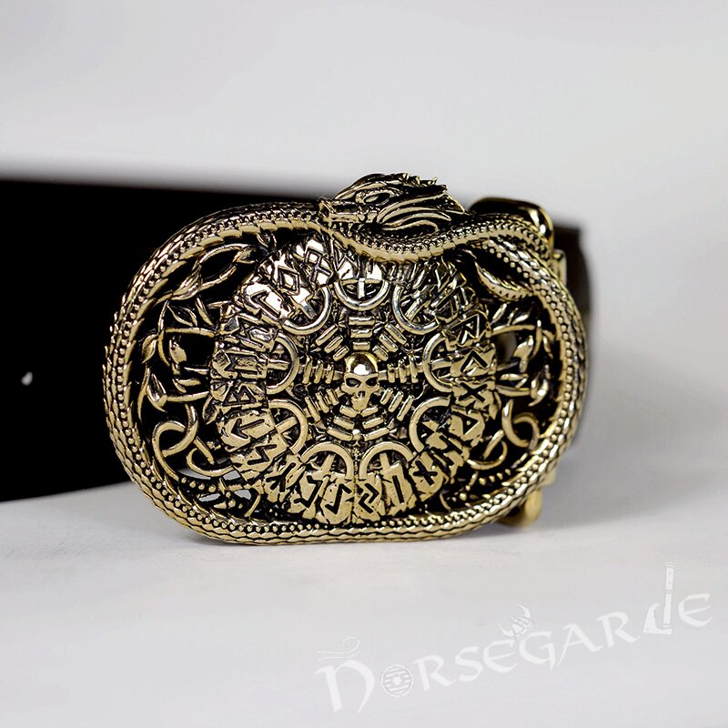 Handcrafted Serpent's Helm of Awe Belt Buckle - Brass