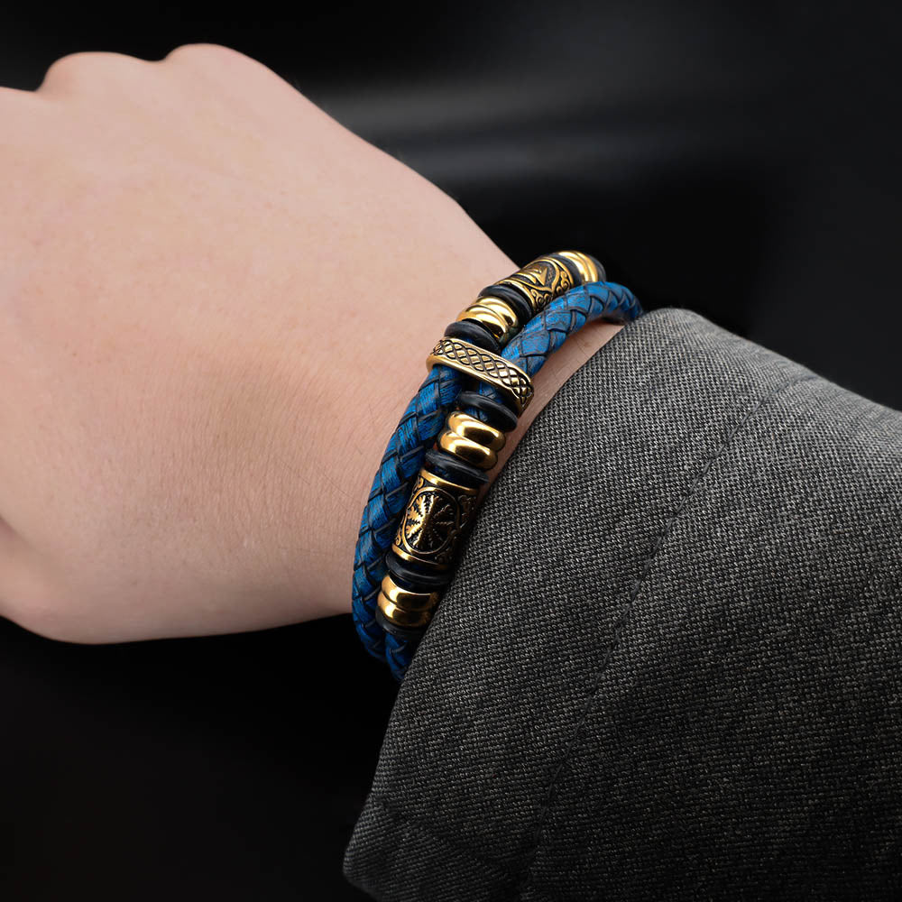 Viking Bead Fjord Blue Leather Bracelet