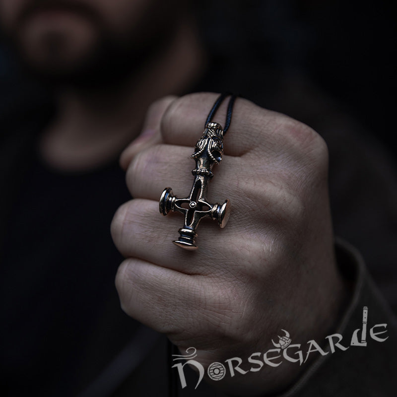 Handcrafted Icelandic Wolf Cross - Brass