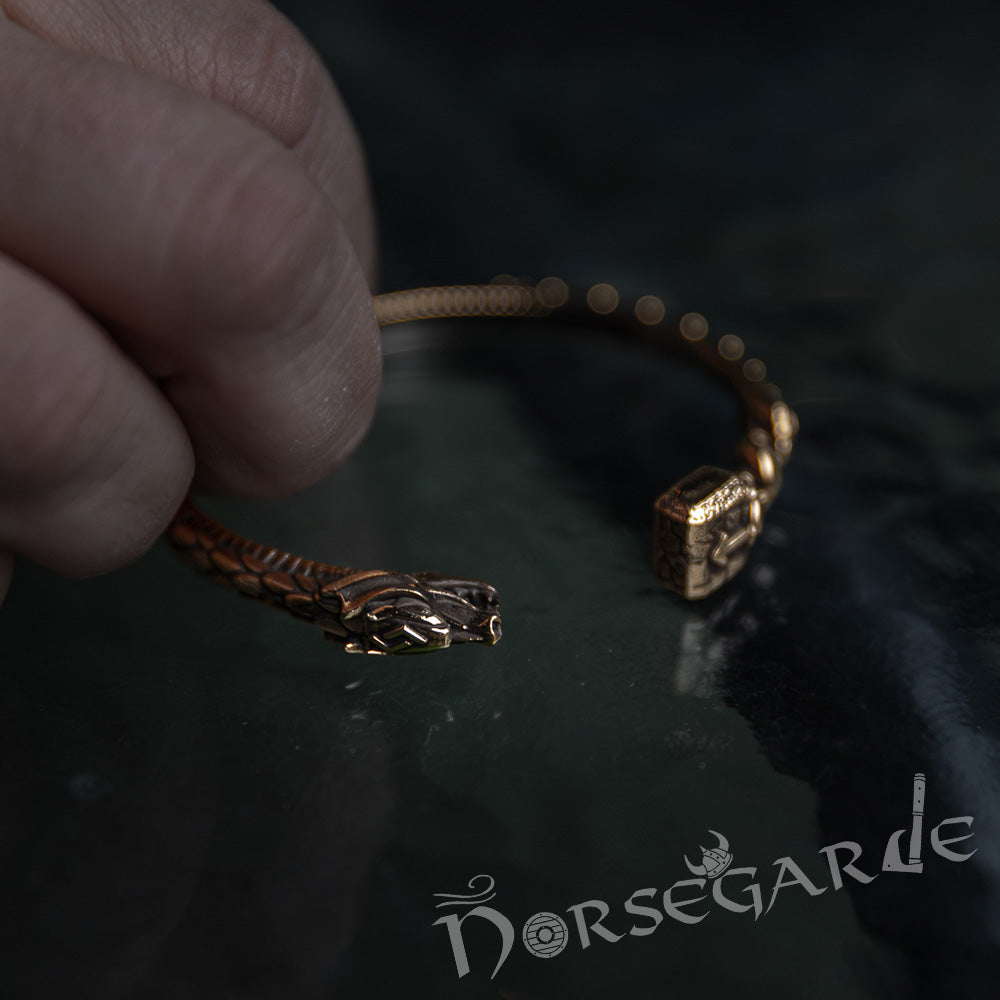 Handcrafted Saga of Ragnarok Bracelet - Brass
