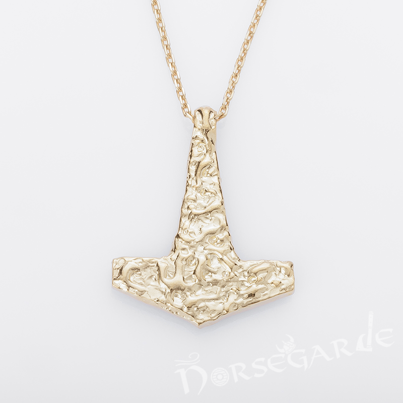 Handcrafted Molded Style Mjölnir - Gold