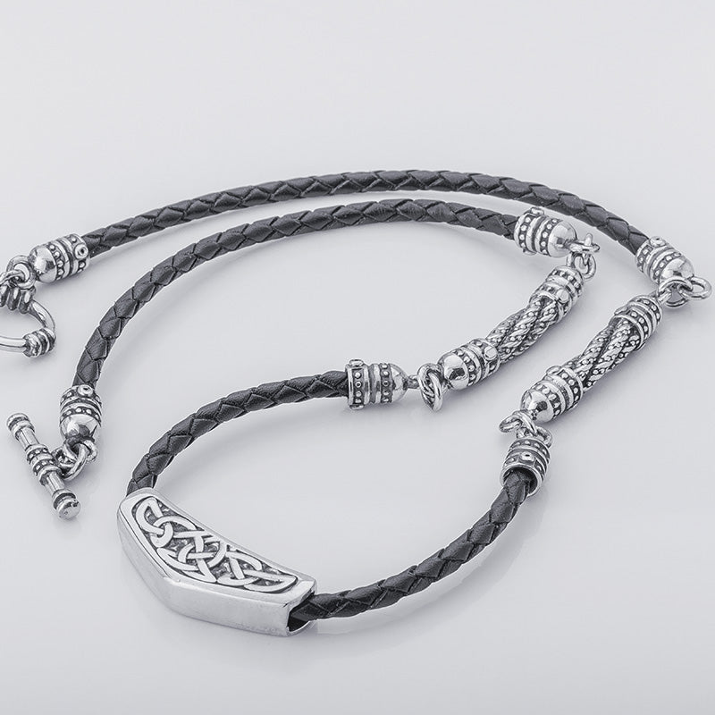 Handcrafted Nordic Treasures Leather Necklace - Sterling Silver