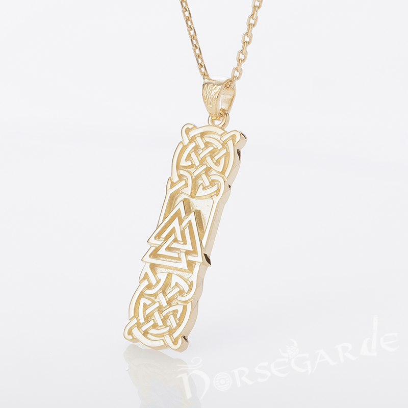 Handcrafted Celtic Pattern & Valknut Pendant - Gold