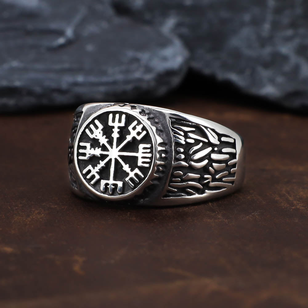 Vegvisir Runed Ring - Stainless Steel