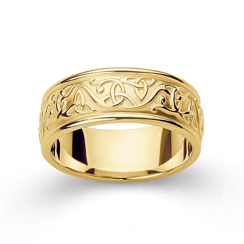 Handcrafted Celtic Carvings Band - Gold