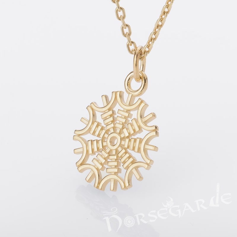 Handcrafted Miniature Helm of Awe Pendant - Gold