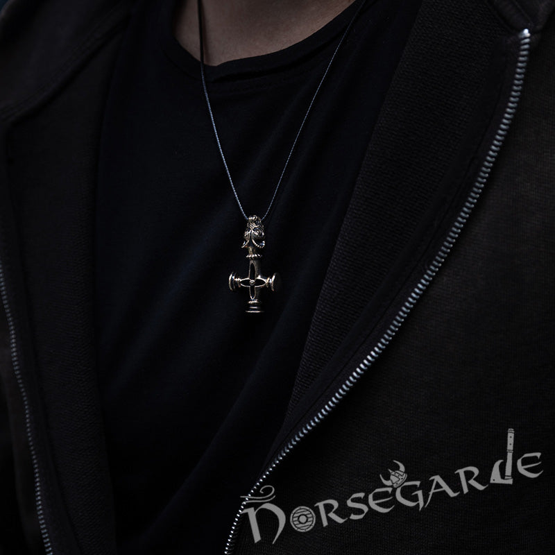 Handcrafted Icelandic Wolf Cross - Brass