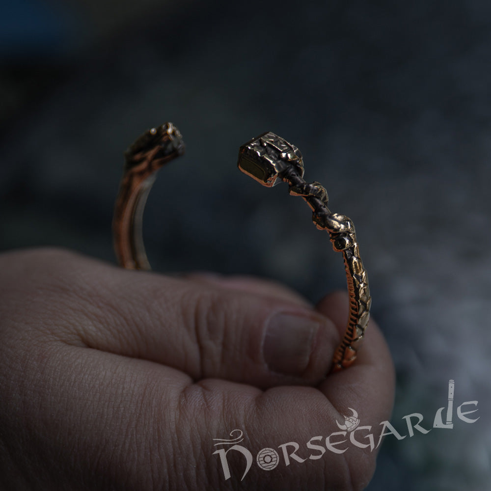 Handcrafted Saga of Ragnarok Bracelet - Brass