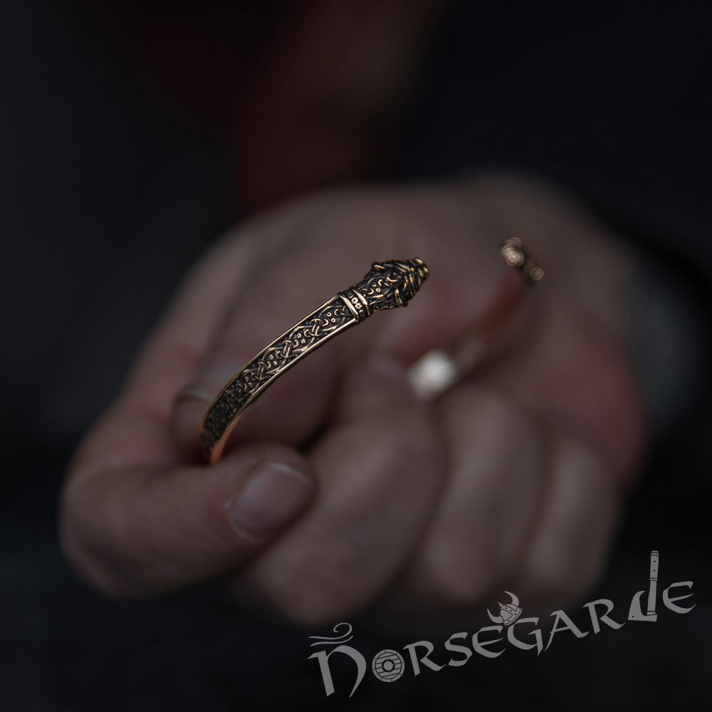 Handcrafted Norse Serpent Arm Ring - Brass