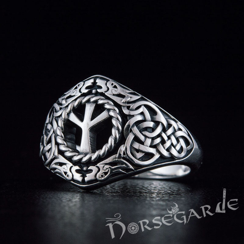 Handcrafted Celtic Algiz Ring - Sterling Silver