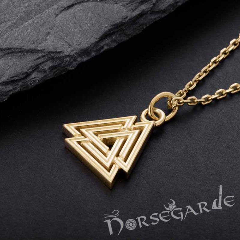 Handcrafted Miniature Valknut Pendant - Gold