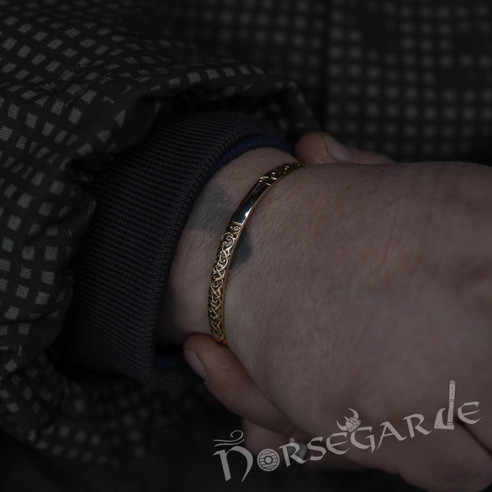 Handcrafted Urnes Art Sleipnir Arm Ring - Brass