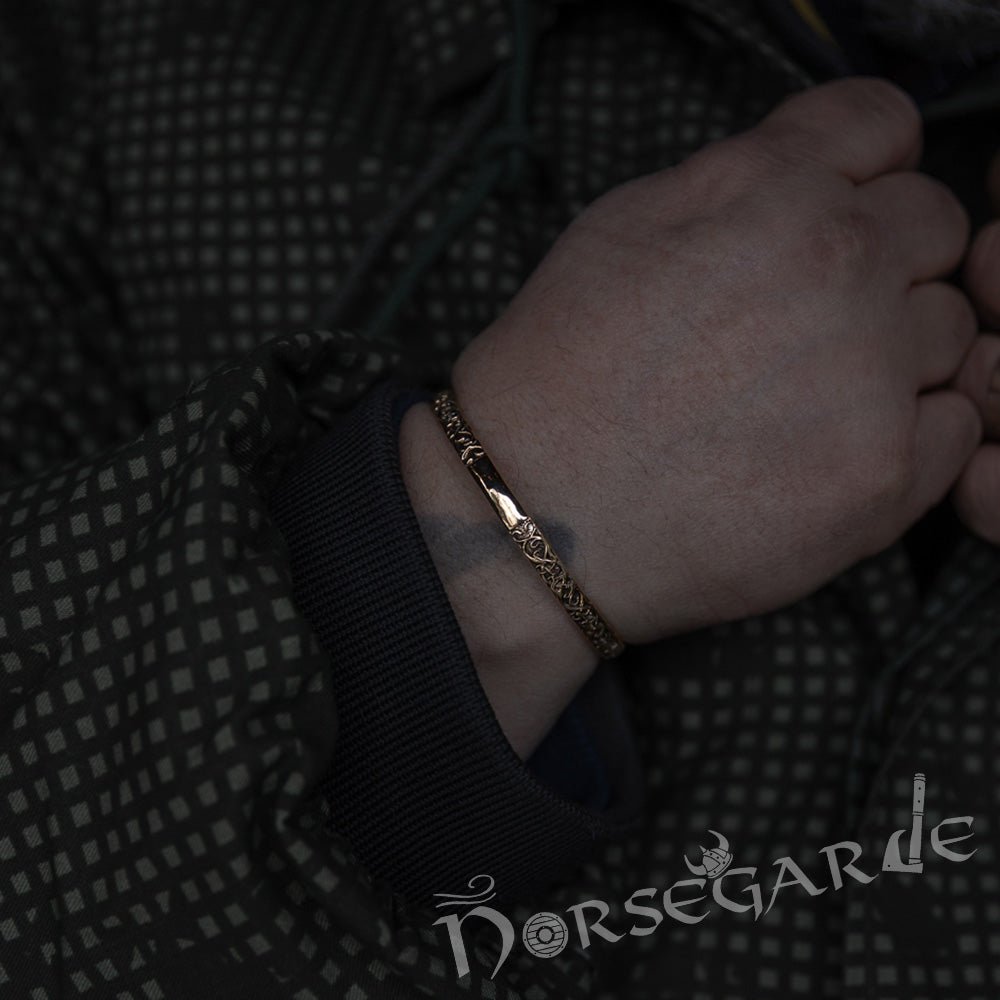 Handcrafted Urnes Art Sleipnir Arm Ring - Brass