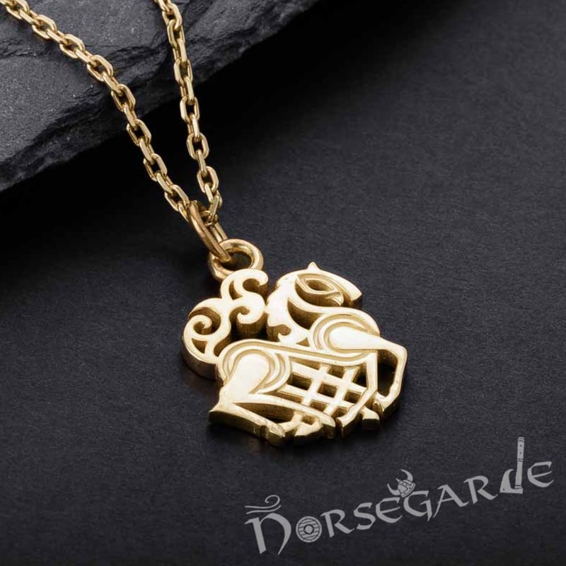 Handcrafted Miniature Sleipnir Pendant - Gold
