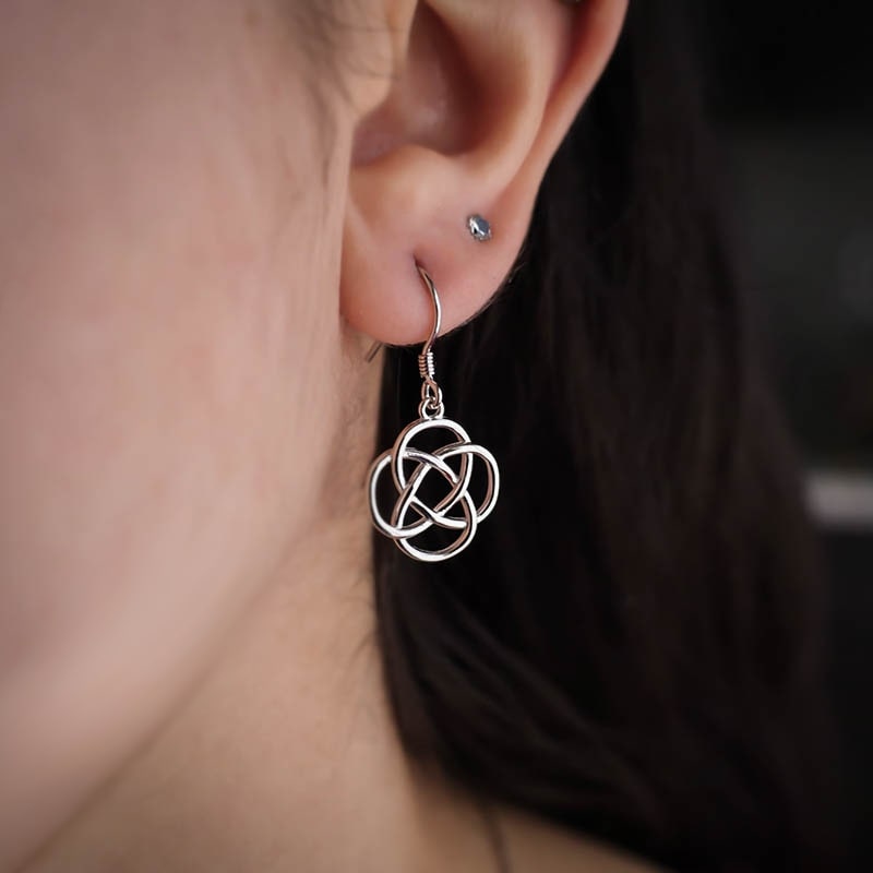 Infinity Celtic Knot Drop Earrings - Sterling Silver