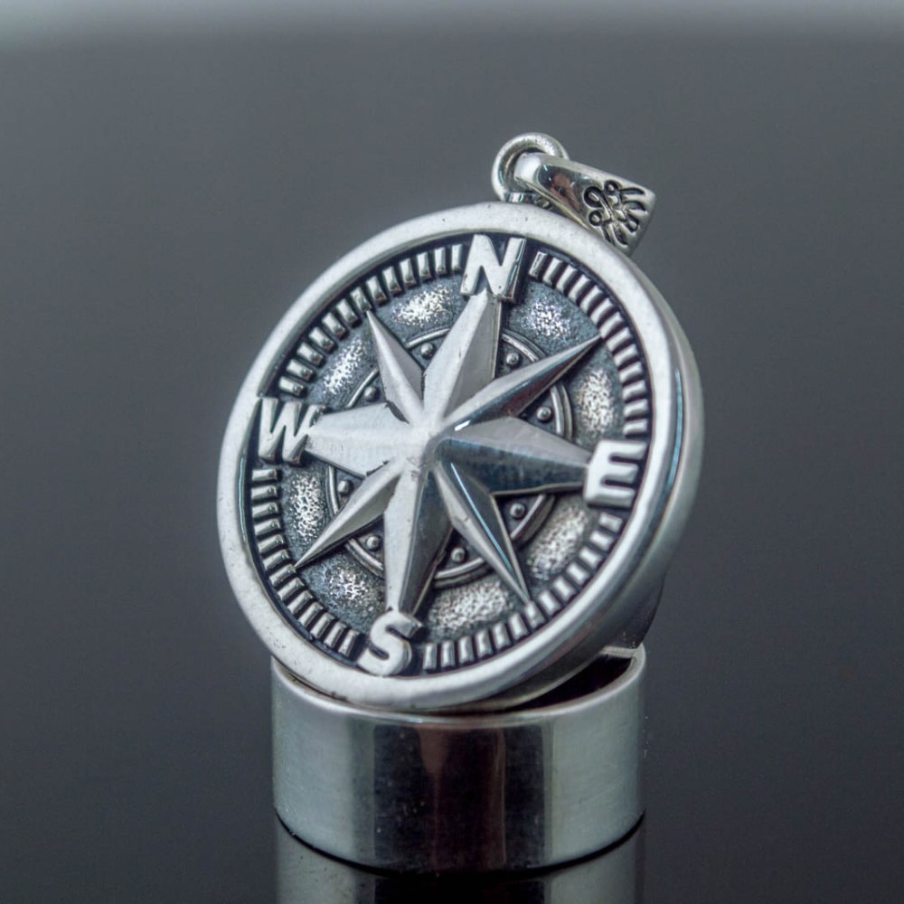 Handcrafted Compass Rose Medallion - Sterling Silver